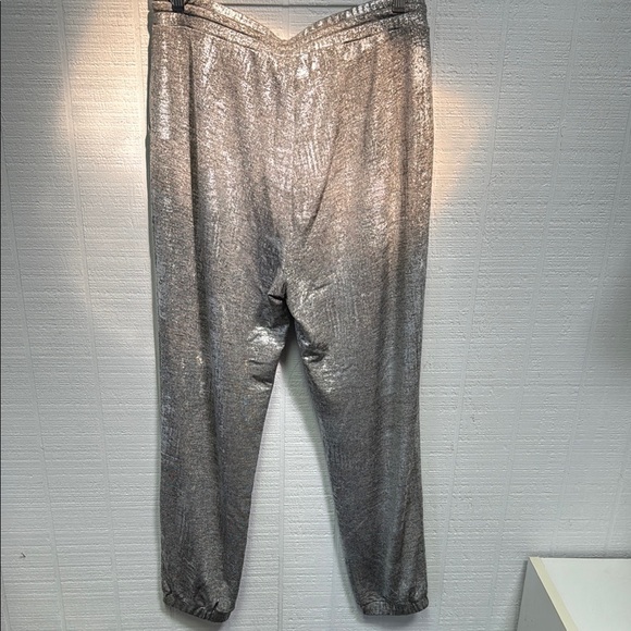 Anthropologie- Silver Metallic Jogger Pants - Picture 5 of 6